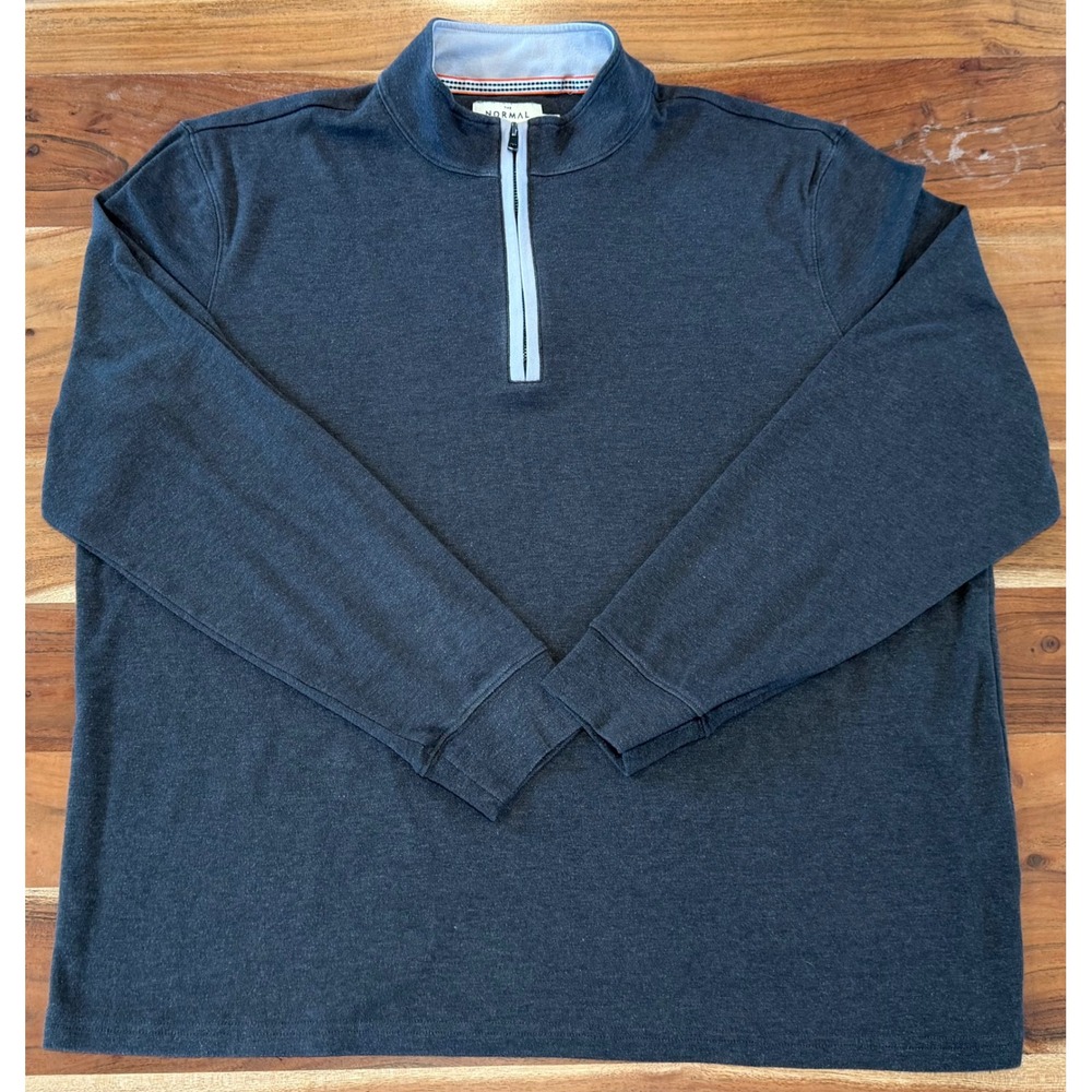 The Normal Brand Mens XXL Quarter Zip Pullover Charcoal Gray Heather Mock Neck